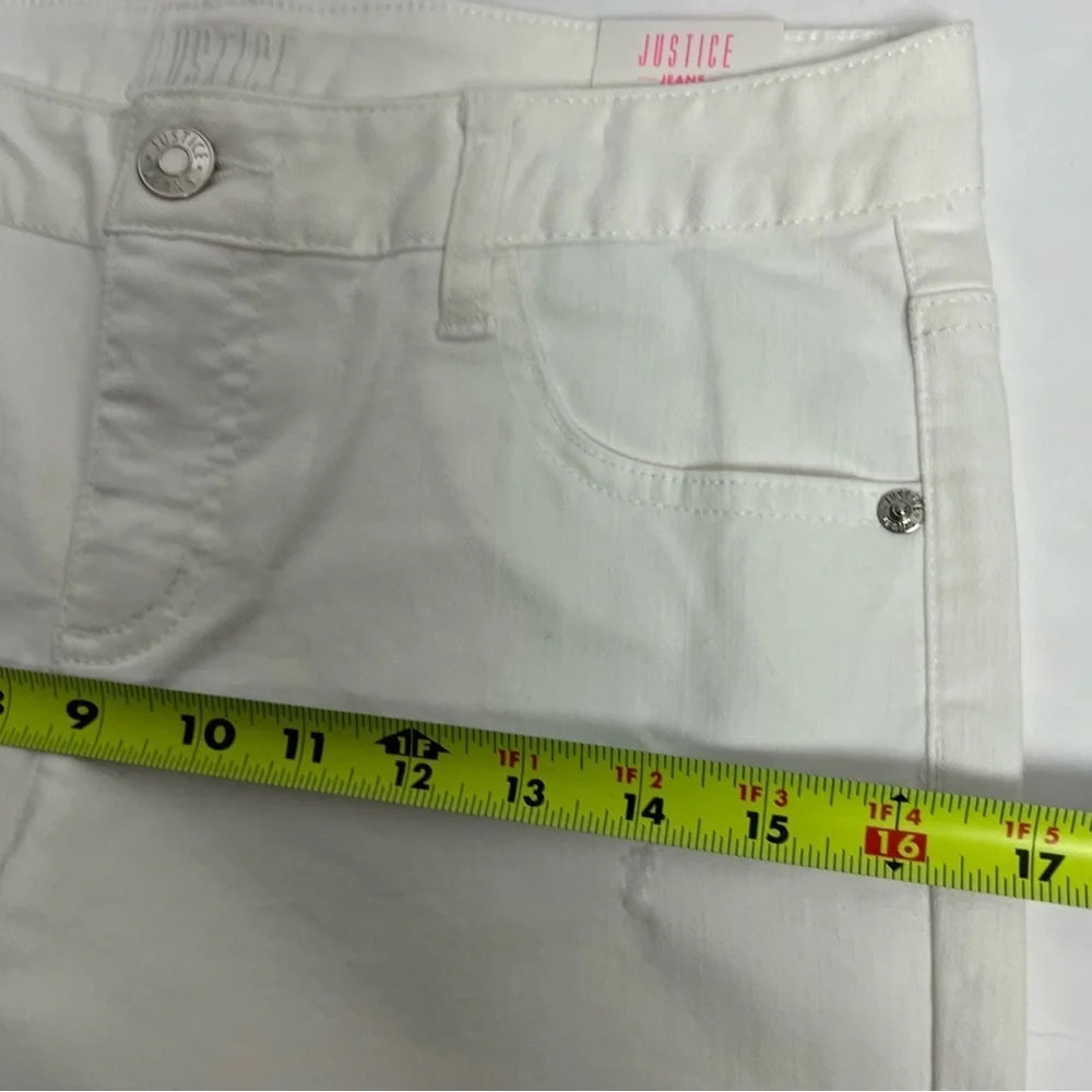 NWT JUSTICE Girl’s Bermuda White Shorts Sz 12 Plus Ripped/Torn Frayed Hem